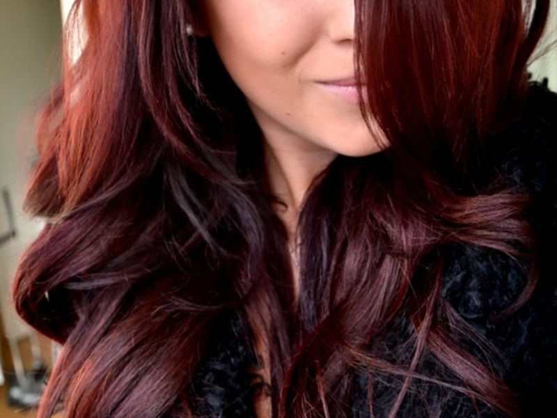 Темный махагон цвет волос фото на темные волосы
